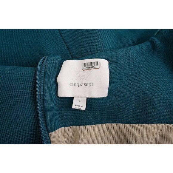 Cinq a Sept Womens Garnet Green Sheath Dress Size 4 Off Shoulder Night Out - Picture 7 of 7